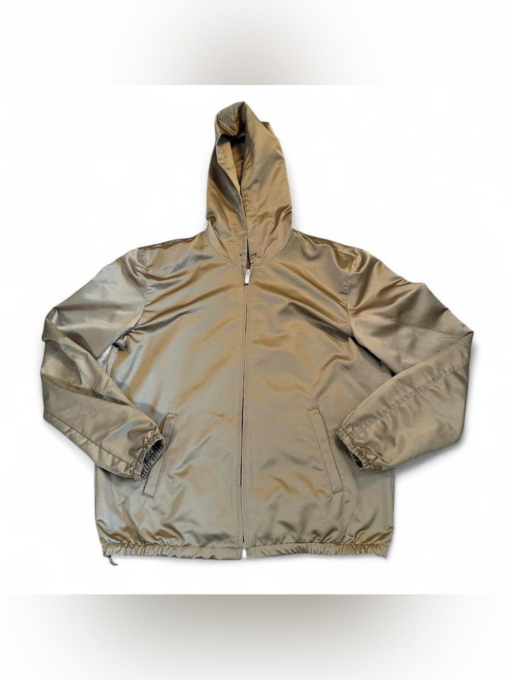 Ralph Lauren Golf Men’s Gold Satin Harrington Style Zip Up Hooded Jacket Size S